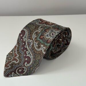 Ralph Lauren Brown and Green Paisley Silk Men’s Tie